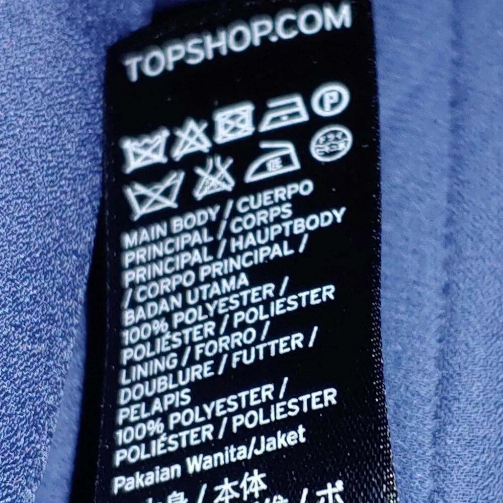 Topshop Luxury Collection Oversized Navy Blue Crinkle Velvet Blazer 4